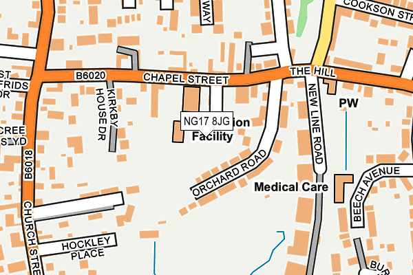 NG17 8JG map - OS OpenMap – Local (Ordnance Survey)