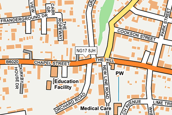 NG17 8JH map - OS OpenMap – Local (Ordnance Survey)