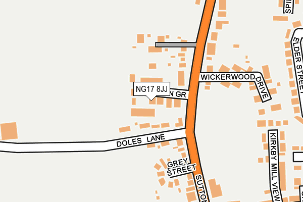 NG17 8JJ map - OS OpenMap – Local (Ordnance Survey)