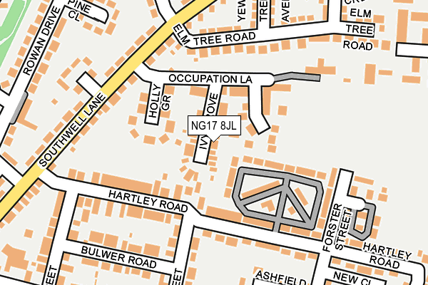 NG17 8JL map - OS OpenMap – Local (Ordnance Survey)