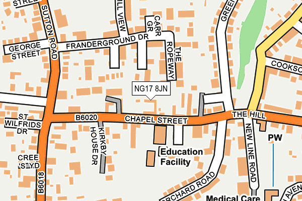 NG17 8JN map - OS OpenMap – Local (Ordnance Survey)