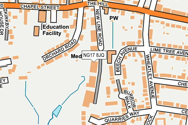 NG17 8JQ map - OS OpenMap – Local (Ordnance Survey)