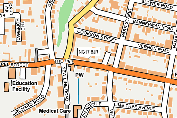 NG17 8JR map - OS OpenMap – Local (Ordnance Survey)