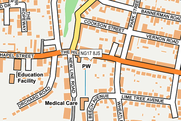 NG17 8JS map - OS OpenMap – Local (Ordnance Survey)