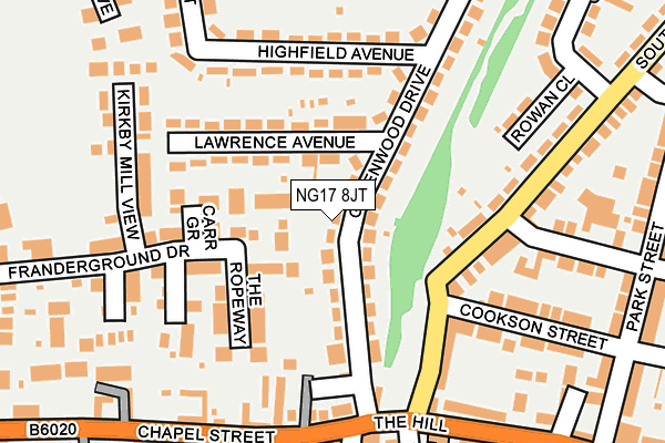 NG17 8JT map - OS OpenMap – Local (Ordnance Survey)