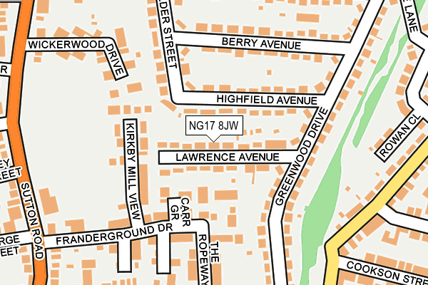 NG17 8JW map - OS OpenMap – Local (Ordnance Survey)