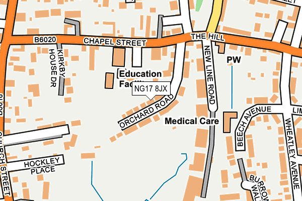NG17 8JX map - OS OpenMap – Local (Ordnance Survey)