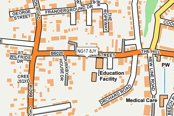 NG17 8JY map - OS OpenMap – Local (Ordnance Survey)