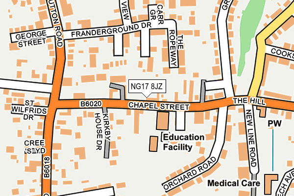 NG17 8JZ map - OS OpenMap – Local (Ordnance Survey)