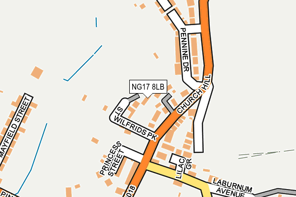 NG17 8LB map - OS OpenMap – Local (Ordnance Survey)