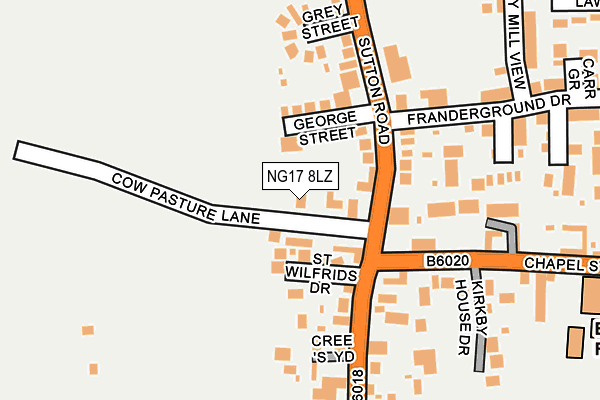 NG17 8LZ map - OS OpenMap – Local (Ordnance Survey)