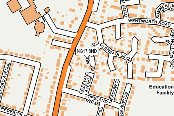 NG17 8ND map - OS OpenMap – Local (Ordnance Survey)