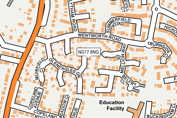 NG17 8NG map - OS OpenMap – Local (Ordnance Survey)