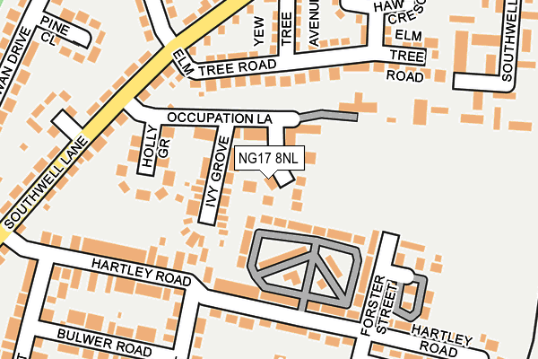 NG17 8NL map - OS OpenMap – Local (Ordnance Survey)