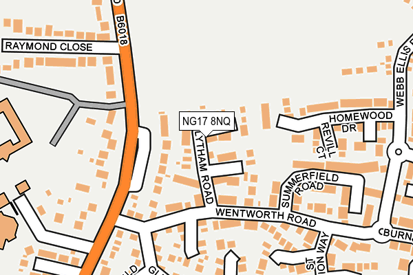 NG17 8NQ map - OS OpenMap – Local (Ordnance Survey)
