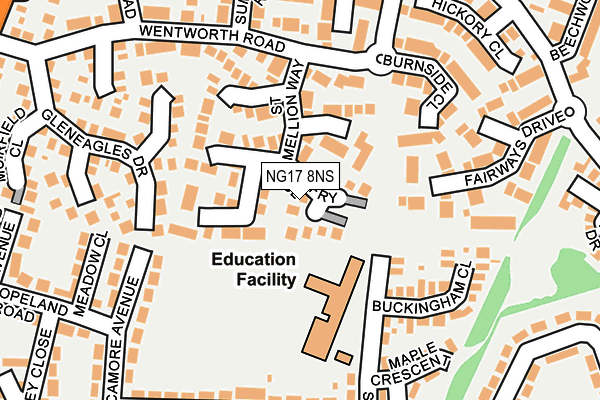 NG17 8NS map - OS OpenMap – Local (Ordnance Survey)