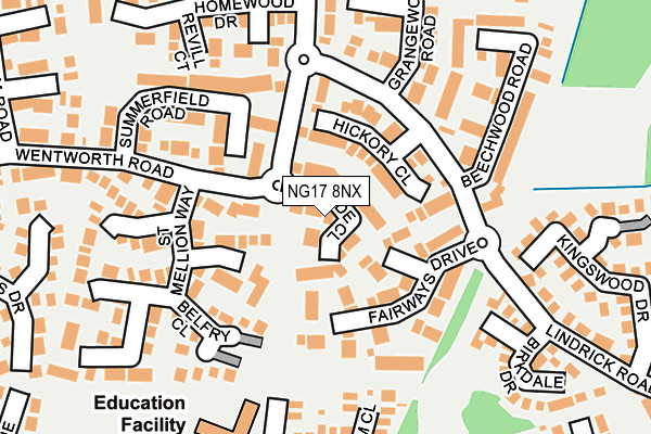 NG17 8NX map - OS OpenMap – Local (Ordnance Survey)