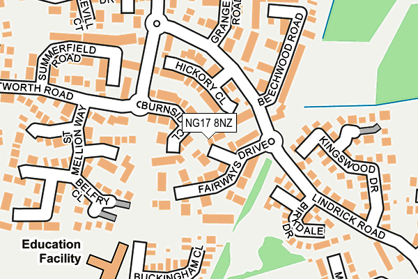 NG17 8NZ map - OS OpenMap – Local (Ordnance Survey)