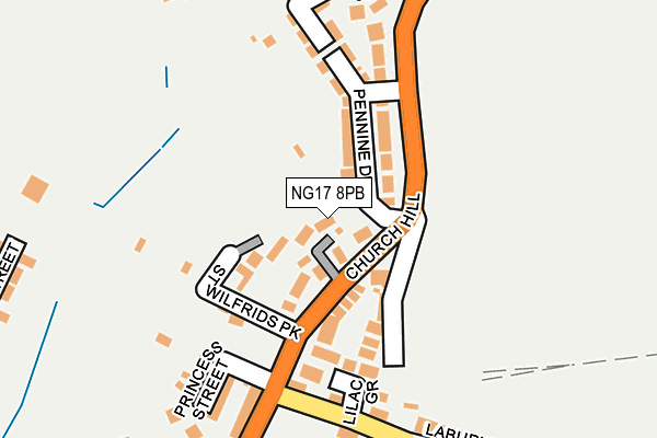 NG17 8PB map - OS OpenMap – Local (Ordnance Survey)