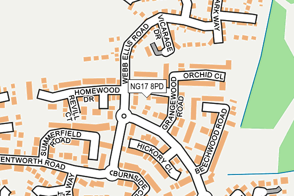 NG17 8PD map - OS OpenMap – Local (Ordnance Survey)