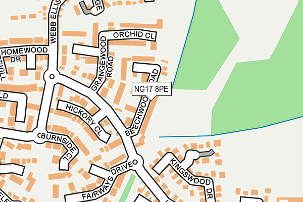 NG17 8PE map - OS OpenMap – Local (Ordnance Survey)