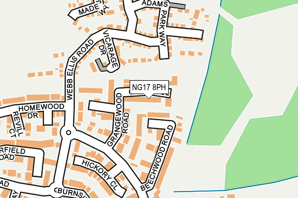 NG17 8PH map - OS OpenMap – Local (Ordnance Survey)