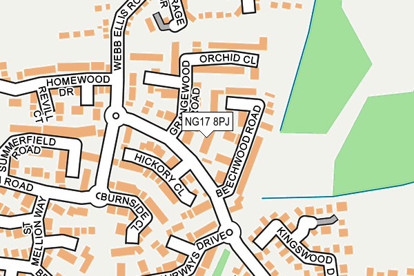 NG17 8PJ map - OS OpenMap – Local (Ordnance Survey)