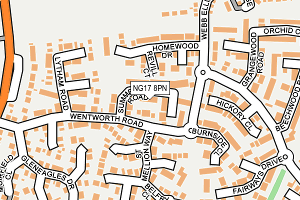 NG17 8PN map - OS OpenMap – Local (Ordnance Survey)