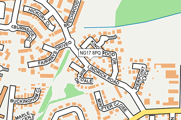 NG17 8PQ map - OS OpenMap – Local (Ordnance Survey)