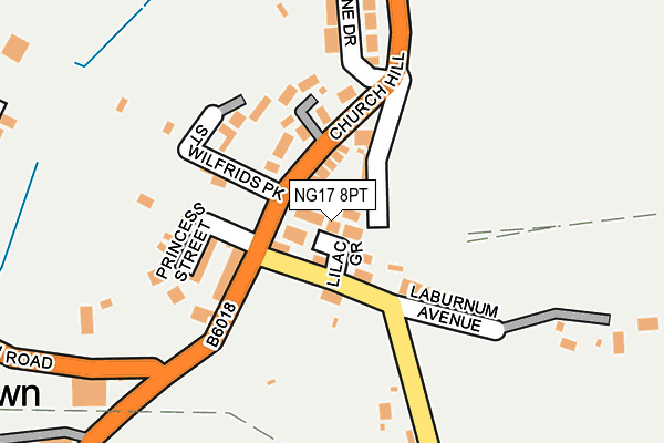 NG17 8PT map - OS OpenMap – Local (Ordnance Survey)