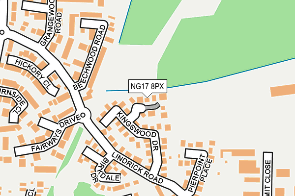 NG17 8PX map - OS OpenMap – Local (Ordnance Survey)