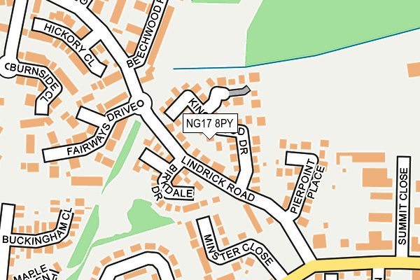 NG17 8PY map - OS OpenMap – Local (Ordnance Survey)