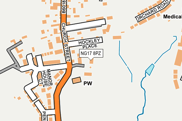 NG17 8PZ map - OS OpenMap – Local (Ordnance Survey)