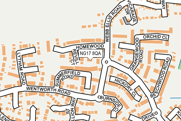 NG17 8QA map - OS OpenMap – Local (Ordnance Survey)