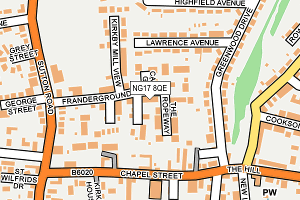 NG17 8QE map - OS OpenMap – Local (Ordnance Survey)