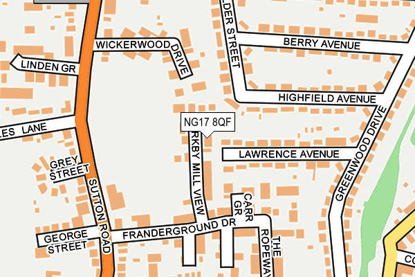 NG17 8QF map - OS OpenMap – Local (Ordnance Survey)