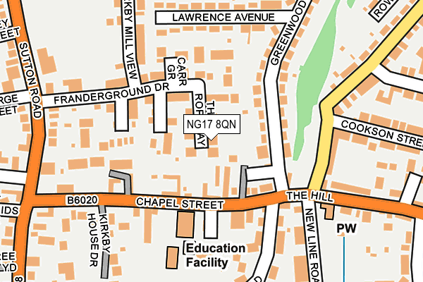 NG17 8QN map - OS OpenMap – Local (Ordnance Survey)