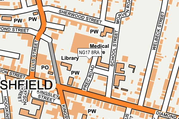 NG17 8RA map - OS OpenMap – Local (Ordnance Survey)