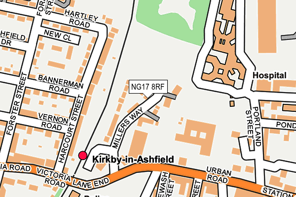 NG17 8RF map - OS OpenMap – Local (Ordnance Survey)