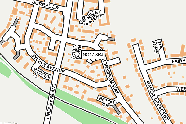 NG17 8RJ map - OS OpenMap – Local (Ordnance Survey)