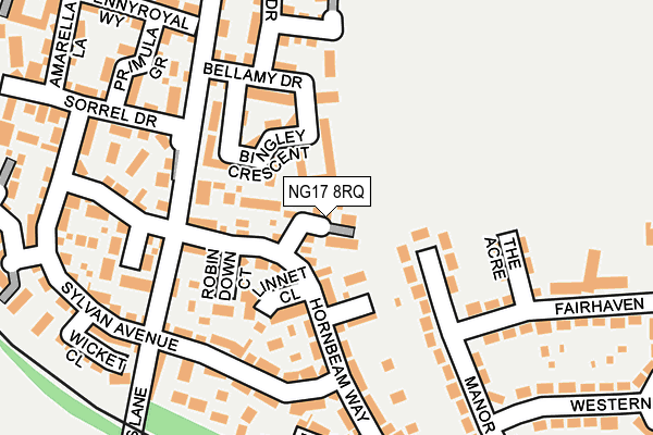 NG17 8RQ map - OS OpenMap – Local (Ordnance Survey)