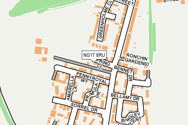 NG17 8RU map - OS OpenMap – Local (Ordnance Survey)
