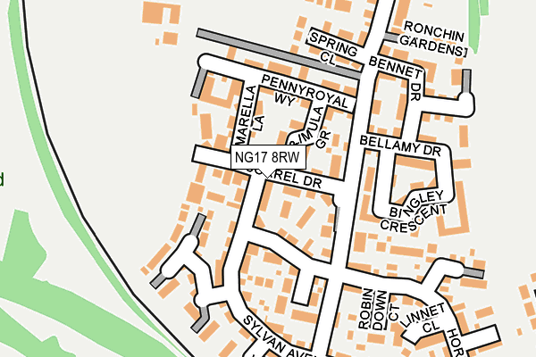 NG17 8RW map - OS OpenMap – Local (Ordnance Survey)