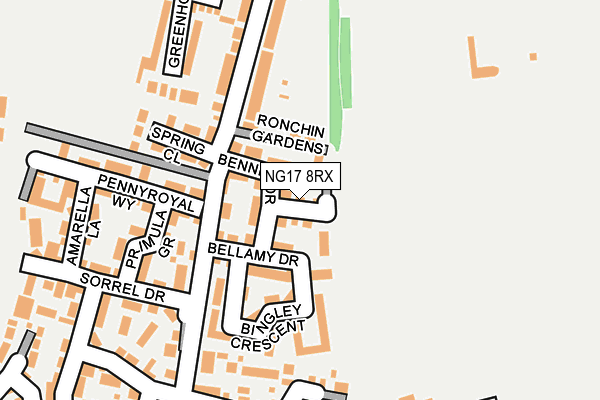 NG17 8RX map - OS OpenMap – Local (Ordnance Survey)