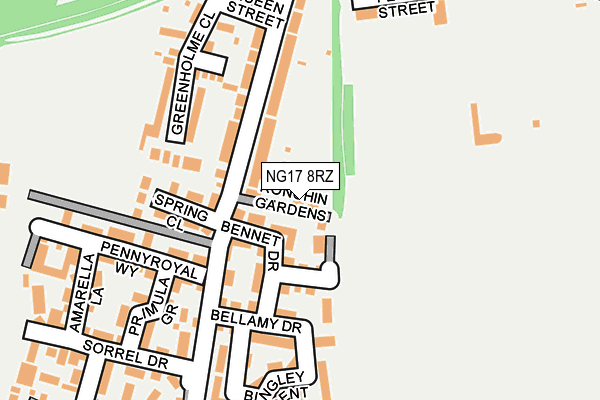 NG17 8RZ map - OS OpenMap – Local (Ordnance Survey)