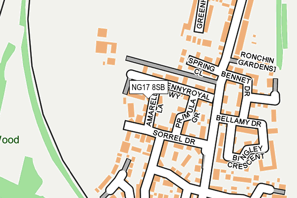 NG17 8SB map - OS OpenMap – Local (Ordnance Survey)