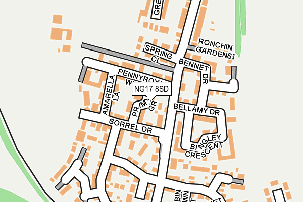 NG17 8SD map - OS OpenMap – Local (Ordnance Survey)
