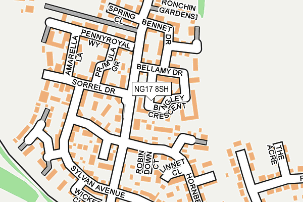 NG17 8SH map - OS OpenMap – Local (Ordnance Survey)