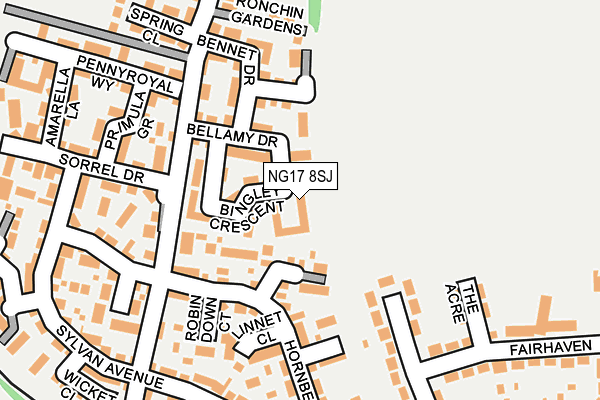 NG17 8SJ map - OS OpenMap – Local (Ordnance Survey)