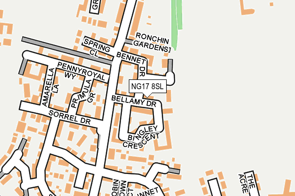 NG17 8SL map - OS OpenMap – Local (Ordnance Survey)